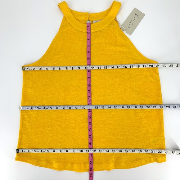 Joie NWT Yellow Linen Banded High Neck Sleeveless Top, XL - Picture 14 of 16